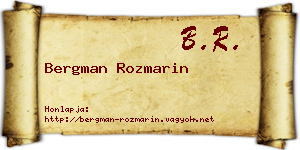 Bergman Rozmarin névjegykártya